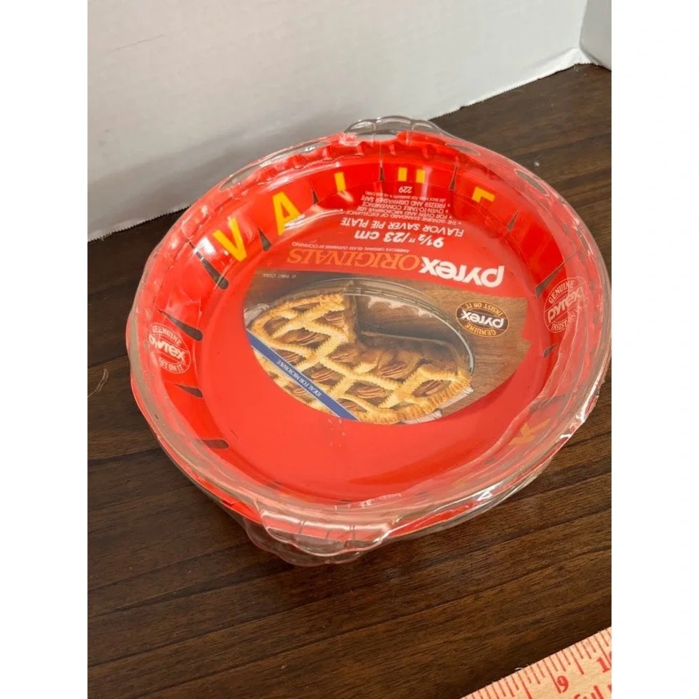 Pyrex Originals Flavor Saver Pie Plate 9.5 Inch Clear Glass 229 Vintage 1991 USA